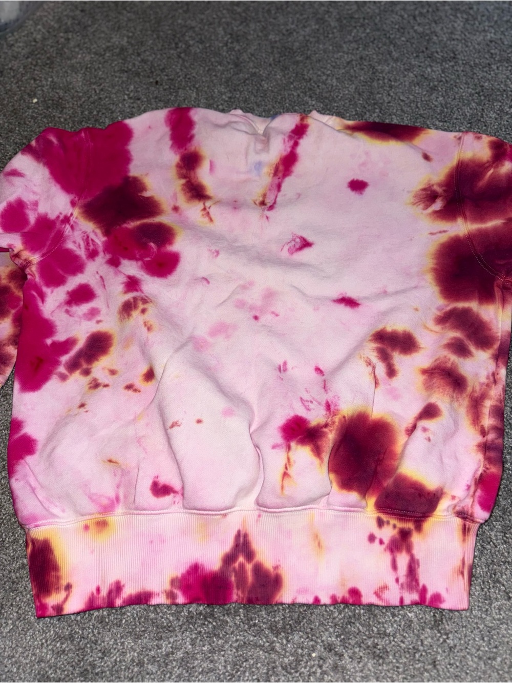 Women’s NIKE Handmade Tie Dye Hoodie Sweatshirt Pullover Pink & White Sz Small - Picture 6 of 6